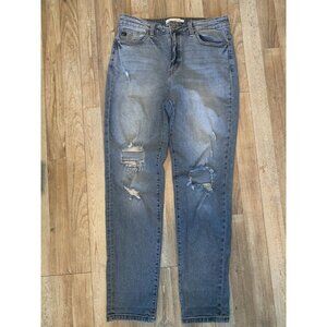 Jeans Women's High Rise Barrel Leg Distressed Acid Wash Plus 1XL